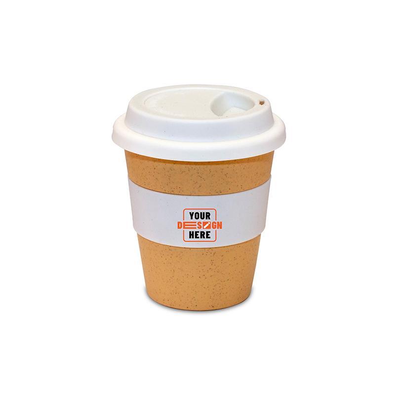 White Wheat Straw Cup With Silicon Lid And Bond - White